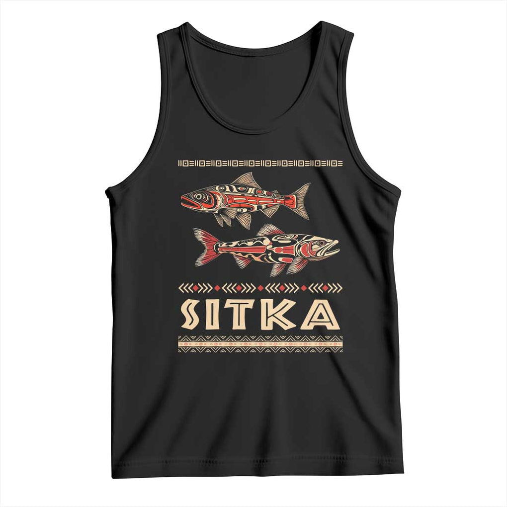 Native American Alaska Tank Top Sitka Salmon Fishermen Art TS09 Black Print Your Wear