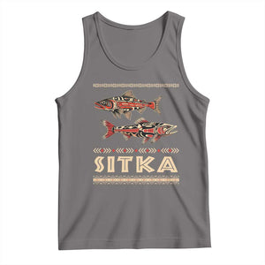 Native American Alaska Tank Top Sitka Salmon Fishermen Art TS09 Deep Heather Print Your Wear