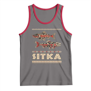 Native American Alaska Tank Top Sitka Salmon Fishermen Art TS09 Deep Heather Red Print Your Wear