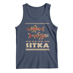 Native American Alaska Tank Top Sitka Salmon Fishermen Art TS09 Navy Print Your Wear