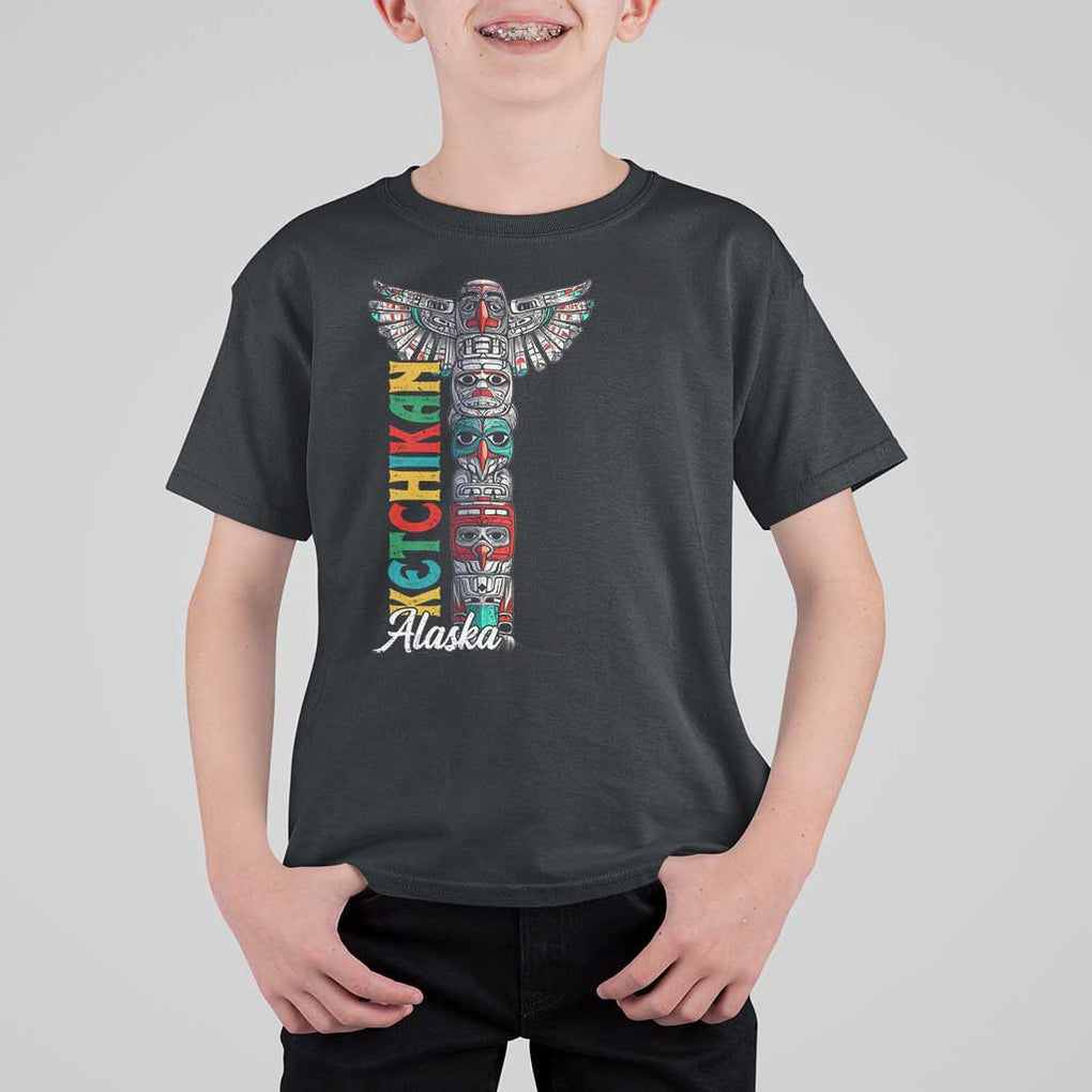 Native American Alaska T Shirt For Kid Ketchikan Totem Pole TS09 Black Print Your Wear