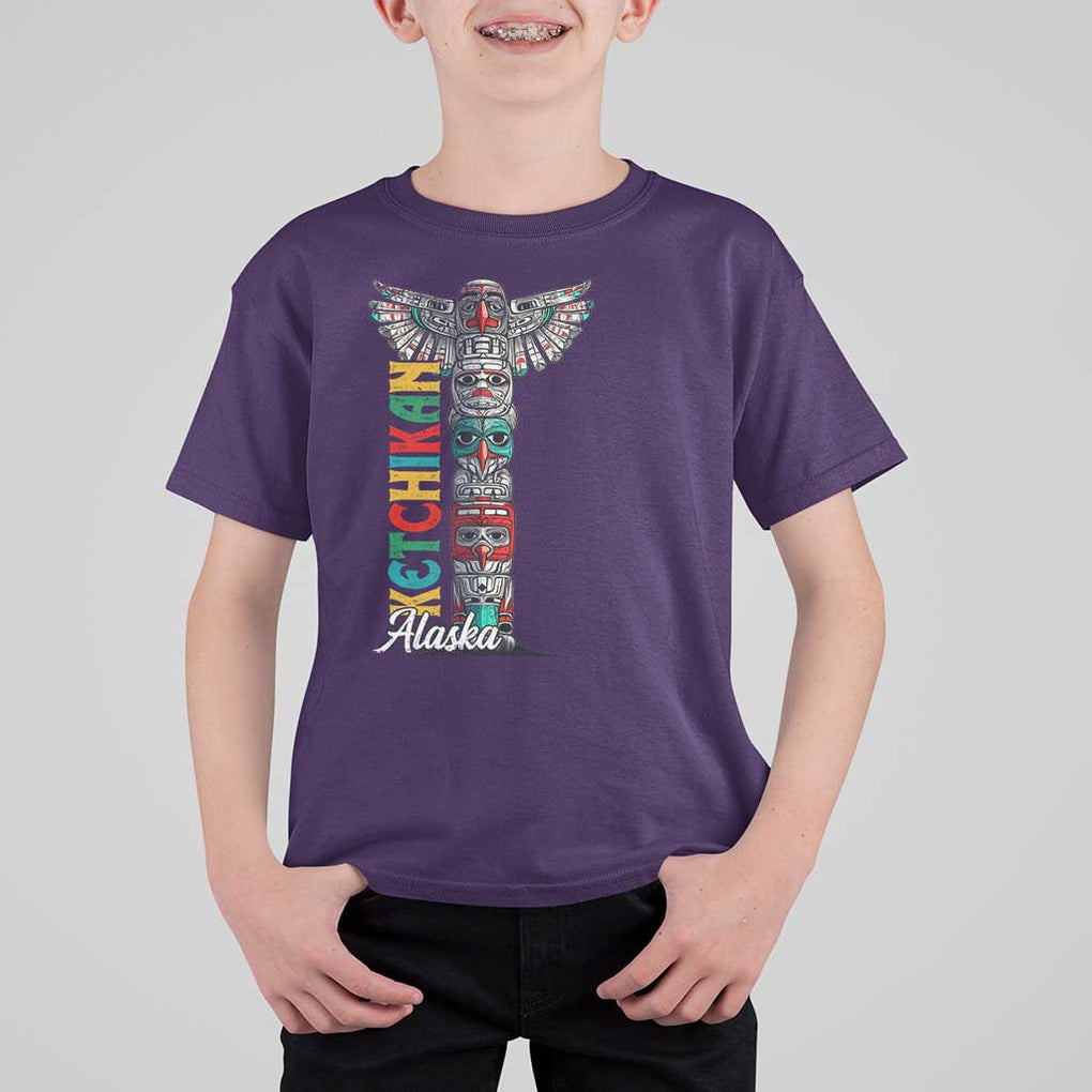 Native American Alaska T Shirt For Kid Ketchikan Totem Pole TS09 Purple Print Your Wear