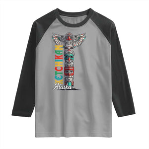 Native American Alaska Raglan Shirt Ketchikan Totem Pole TS09 Sport Gray Black Print Your Wear