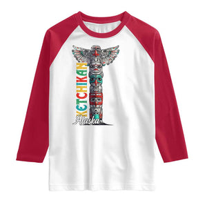 Native American Alaska Raglan Shirt Ketchikan Totem Pole TS09 White Red Print Your Wear