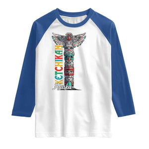Native American Alaska Raglan Shirt Ketchikan Totem Pole TS09 White Royal Print Your Wear