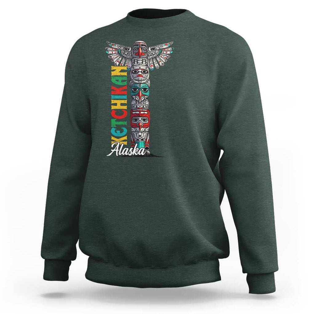 Native American Alaska Sweatshirt Ketchikan Totem Pole TS09 Dark Forest Green Print Your Wear