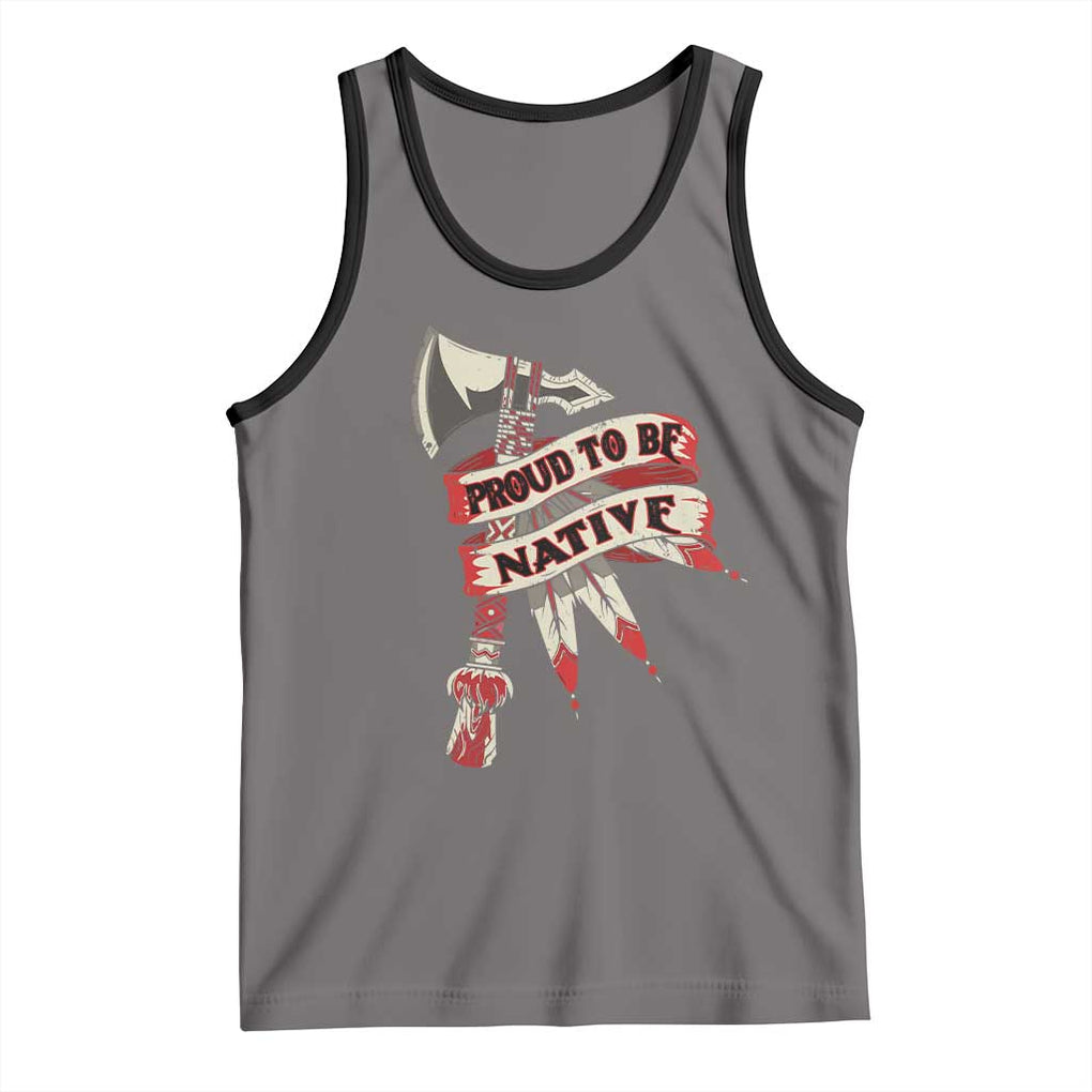Proud To Be Native Tank Top American Indian Indigenous TS09 Deep Heather Black Print Your Wear