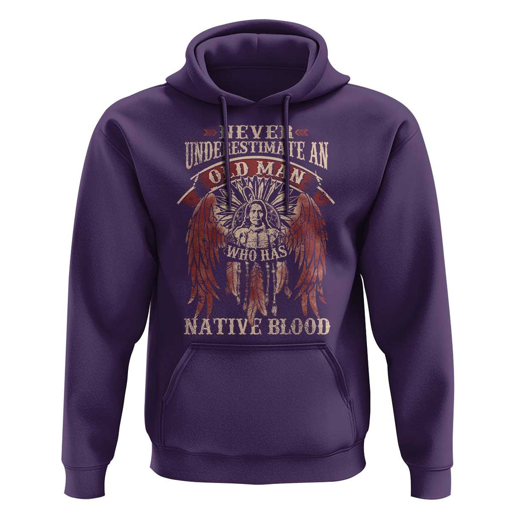 Never Underestimate An Old Man Who Has Native Blood Hoodie TS09 Purple Print Your Wear