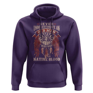 Never Underestimate An Old Man Who Has Native Blood Hoodie TS09 Purple Print Your Wear