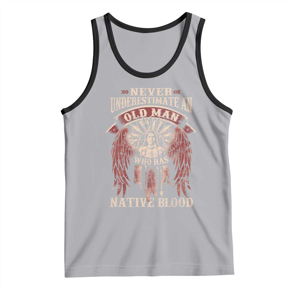 Never Underestimate An Old Man Who Has Native Blood Tank Top TS09 Athletic Heather Black Print Your Wear