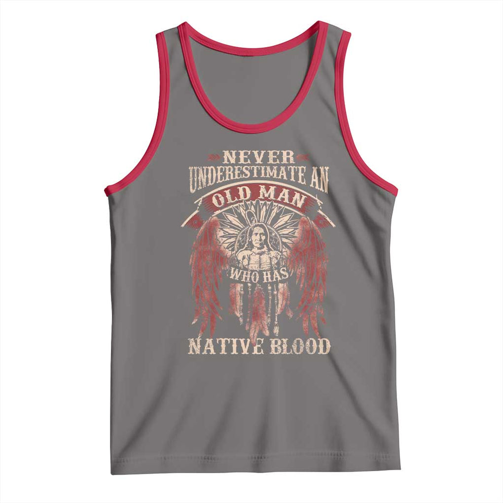 Never Underestimate An Old Man Who Has Native Blood Tank Top TS09 Deep Heather Red Print Your Wear