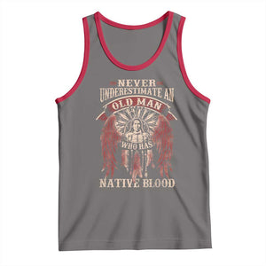 Never Underestimate An Old Man Who Has Native Blood Tank Top TS09 Deep Heather Red Print Your Wear
