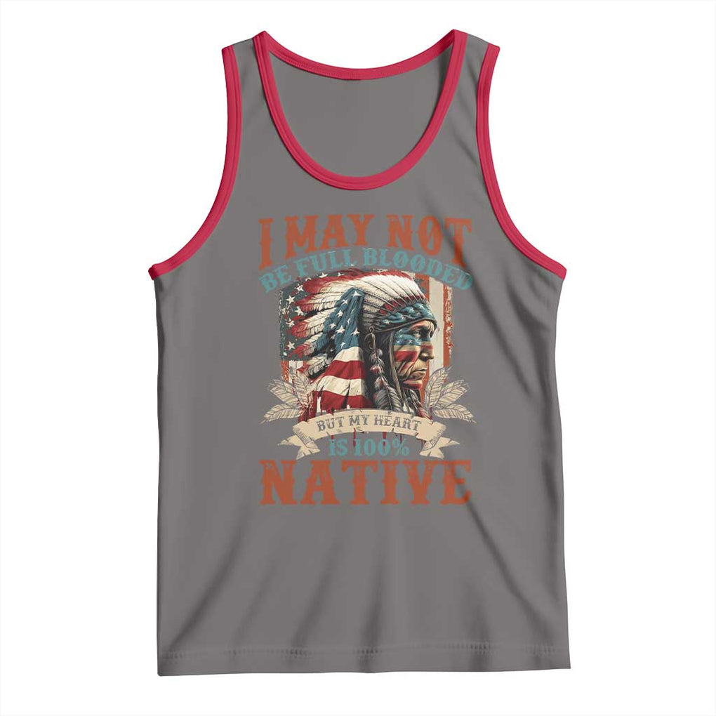 Native American Tank Top May Not Be Full Blooded My Heart 100% Native TS09 Deep Heather Red Print Your Wear