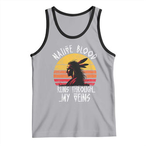 Native American Blood Runs Through My Veins Tank Top TS09 Athletic Heather Black Print Your Wear