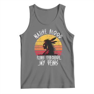 Native American Blood Runs Through My Veins Tank Top TS09 Black Heather Print Your Wear