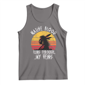 Native American Blood Runs Through My Veins Tank Top TS09 Deep Heather Print Your Wear