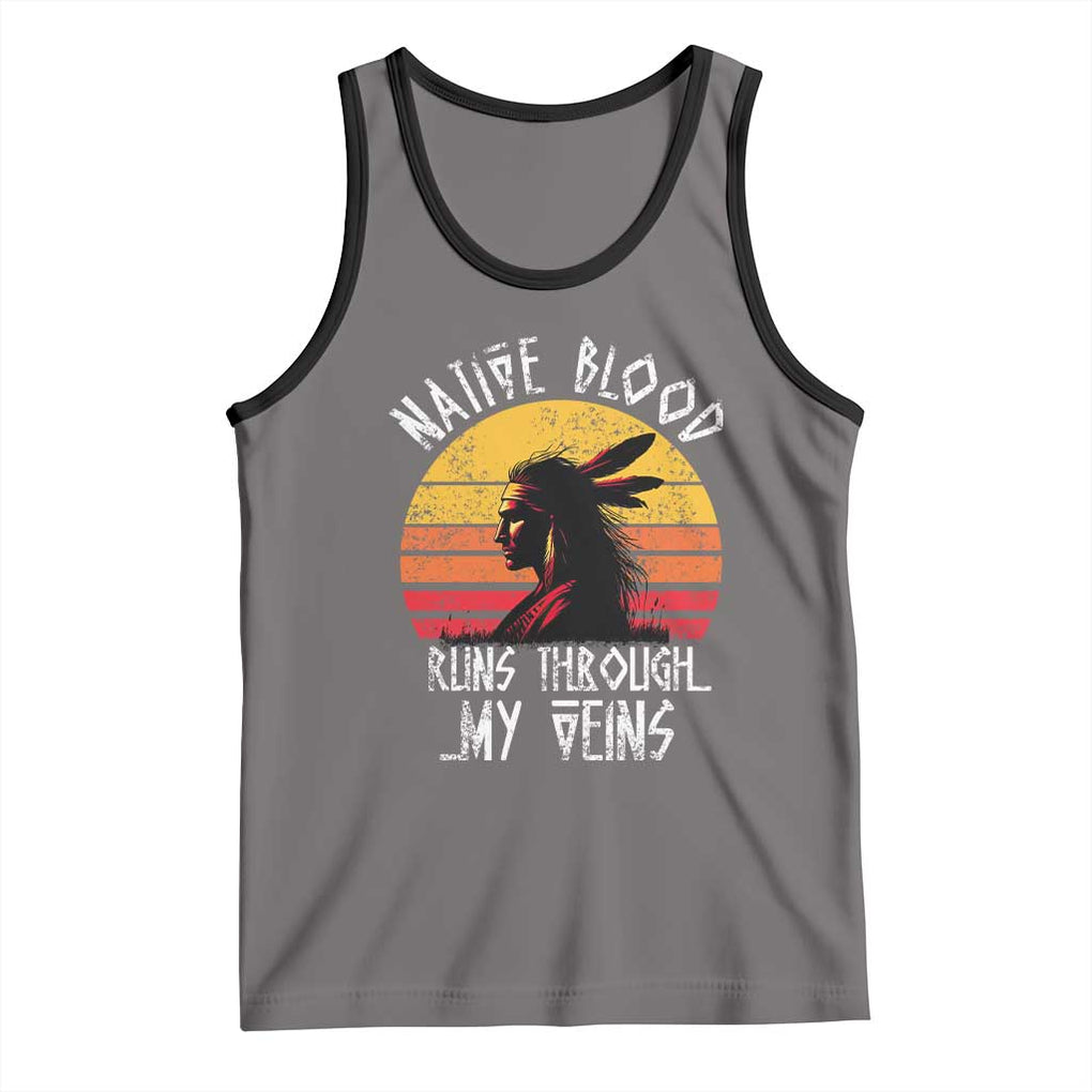 Native American Blood Runs Through My Veins Tank Top TS09 Deep Heather Black Print Your Wear