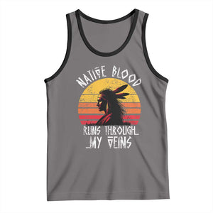 Native American Blood Runs Through My Veins Tank Top TS09 Deep Heather Black Print Your Wear