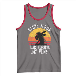 Native American Blood Runs Through My Veins Tank Top TS09 Deep Heather Red Print Your Wear