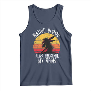 Native American Blood Runs Through My Veins Tank Top TS09 Navy Print Your Wear