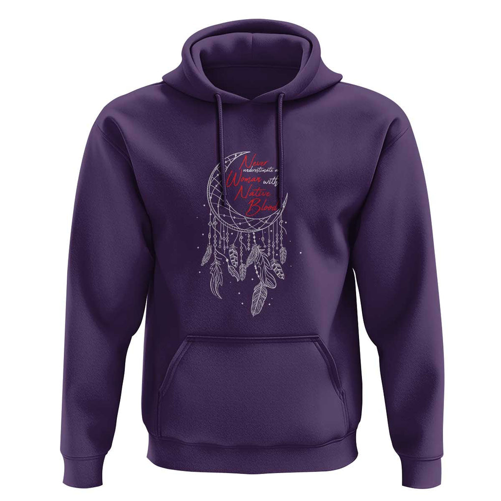 Indigenous Woman Hoodie Never Underestimate A Woman With Native Blood Dreamcatcher TS09 Purple Print Your Wear