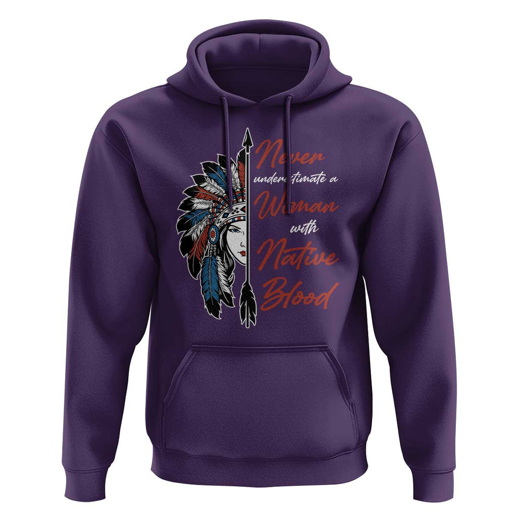 Indigenous Woman Hoodie Never Underestimate A Woman With Native Blood TS09 Purple Print Your Wear