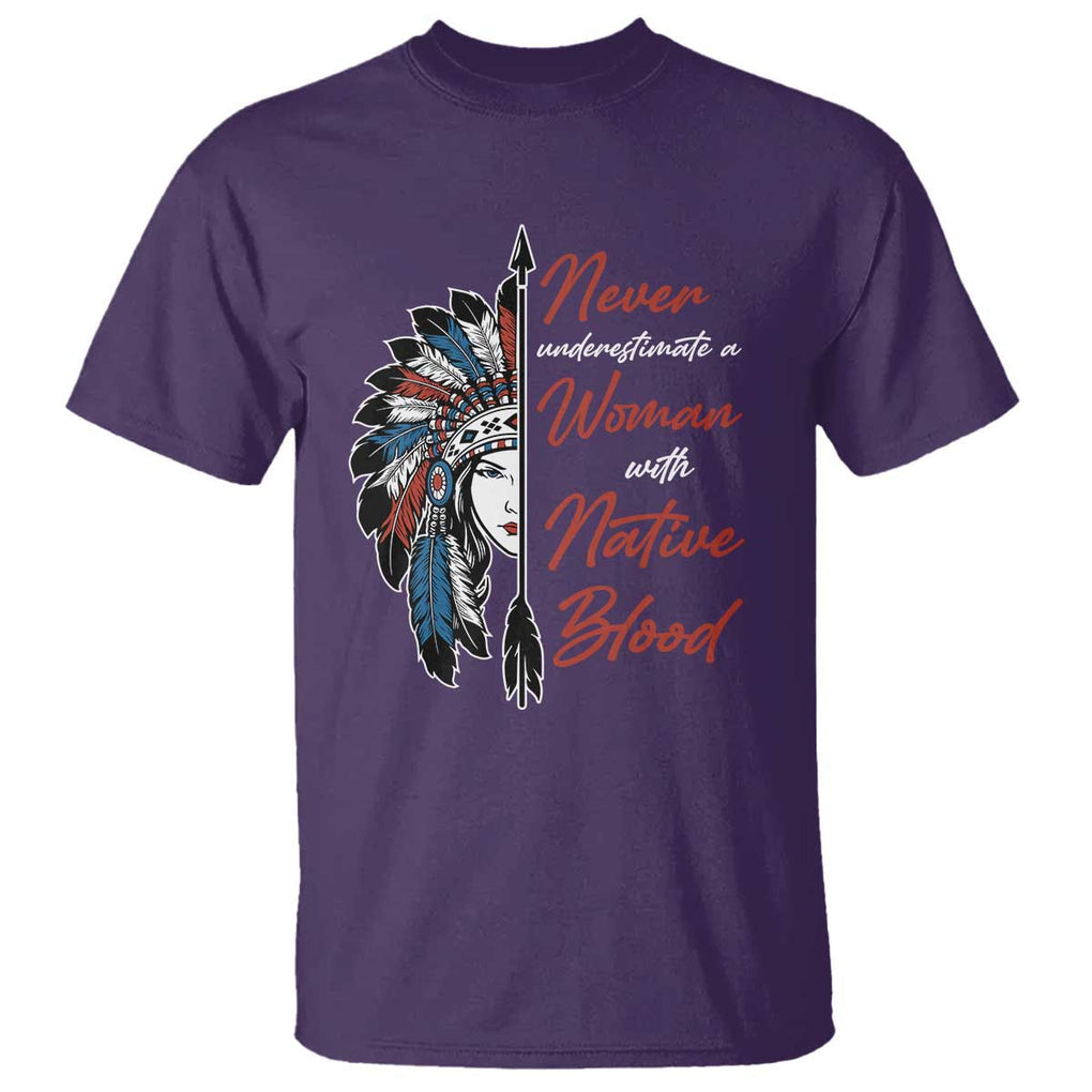 Indigenous Woman T Shirt Never Underestimate A Woman With Native Blood TS09 Purple Print Your Wear