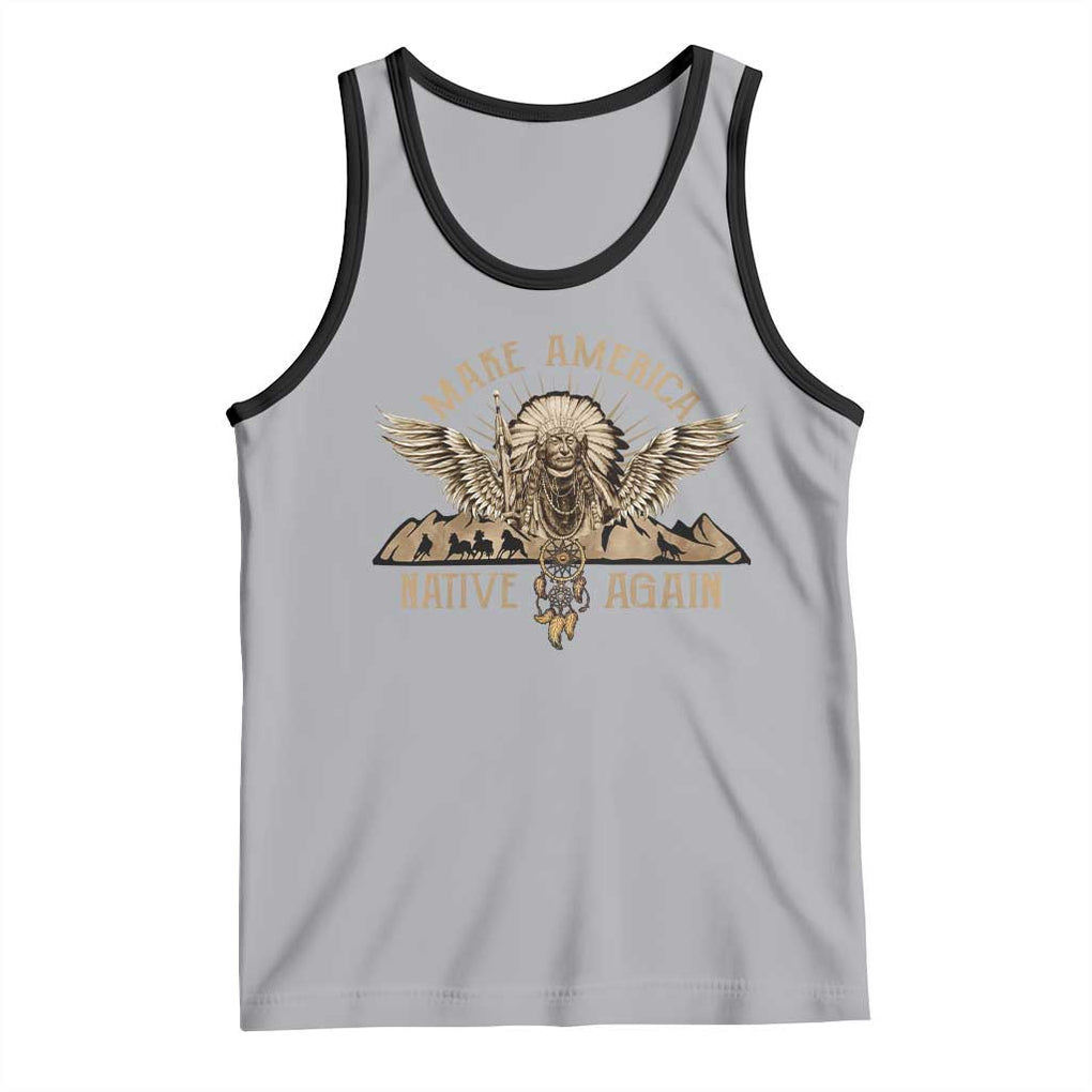 Native American Tank Top Make America Native Again Wild Life TS09 Athletic Heather Black Print Your Wear