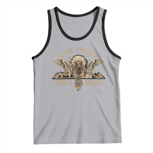 Native American Tank Top Make America Native Again Wild Life TS09 Athletic Heather Black Print Your Wear