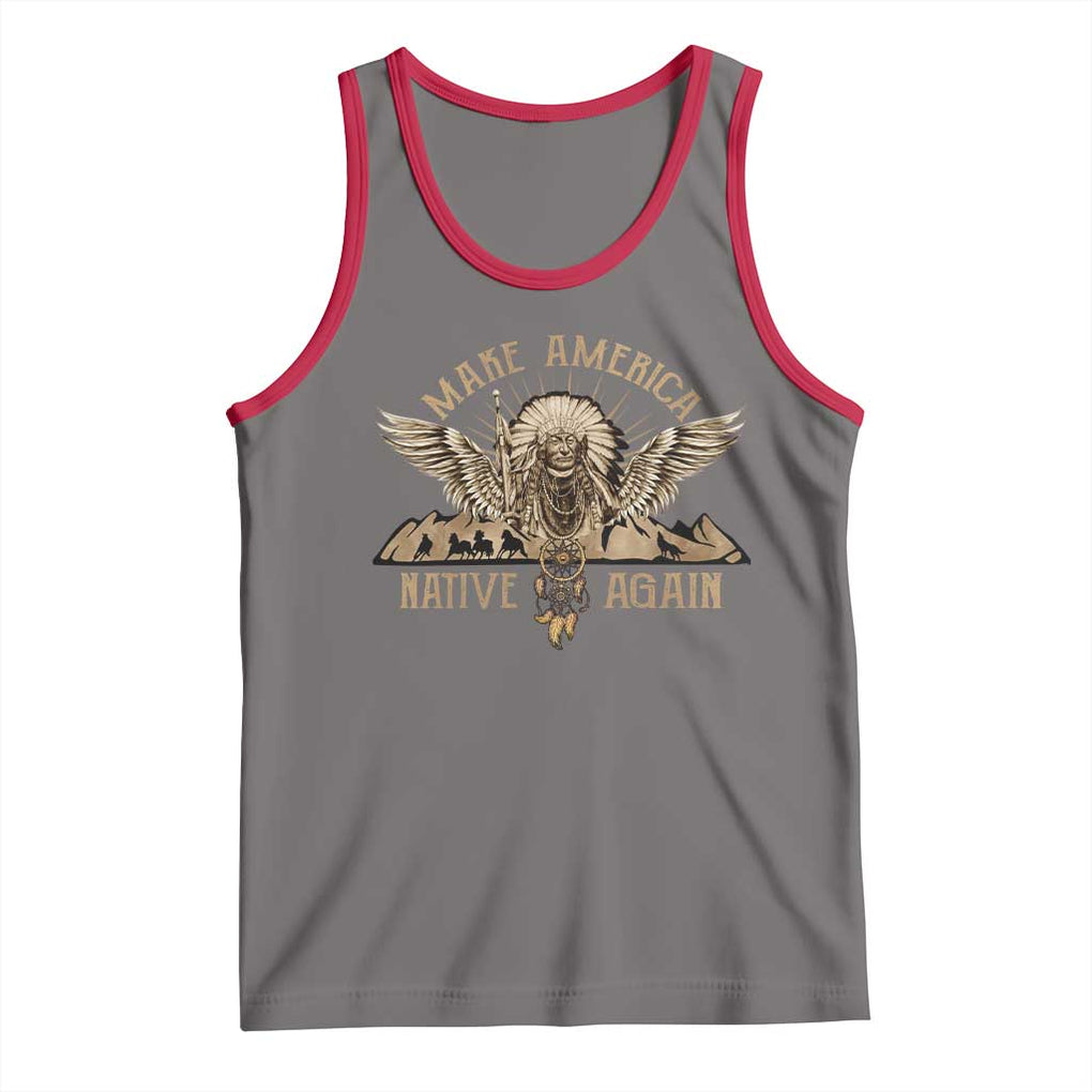 Native American Tank Top Make America Native Again Wild Life TS09 Deep Heather Red Print Your Wear