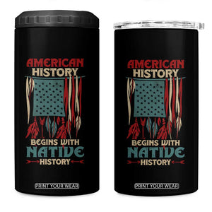 Make America Native Again America Flag 4 in 1 Can Cooler Tumbler TS09 One Size: 16 oz Black Print Your Wear