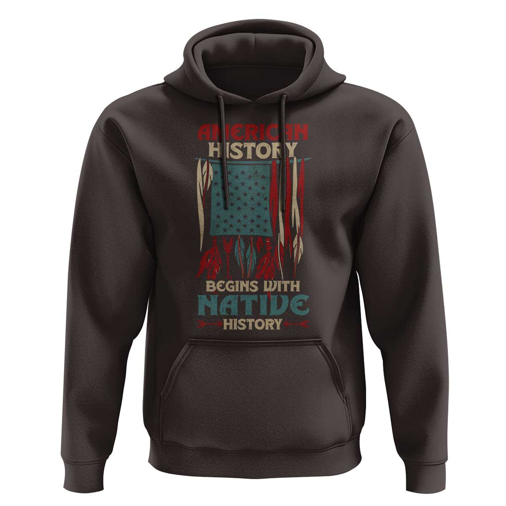 Make America Native Again America Flag Hoodie TS09 Dark Chocolate Print Your Wear