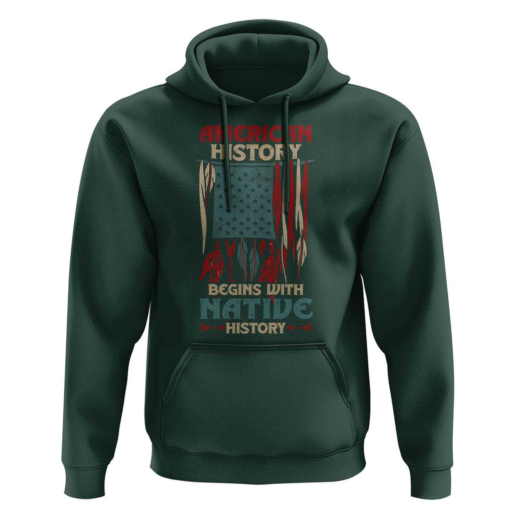 Make America Native Again America Flag Hoodie TS09 Dark Forest Green Print Your Wear