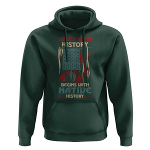 Make America Native Again America Flag Hoodie TS09 Dark Forest Green Print Your Wear