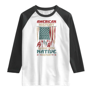 Make America Native Again America Flag Raglan Shirt TS09 White Black Print Your Wear