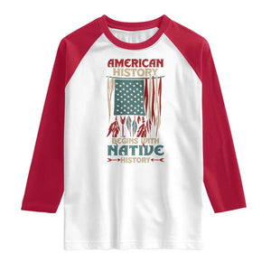 Make America Native Again America Flag Raglan Shirt TS09 White Red Print Your Wear