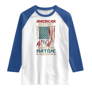 Make America Native Again America Flag Raglan Shirt TS09 White Royal Print Your Wear