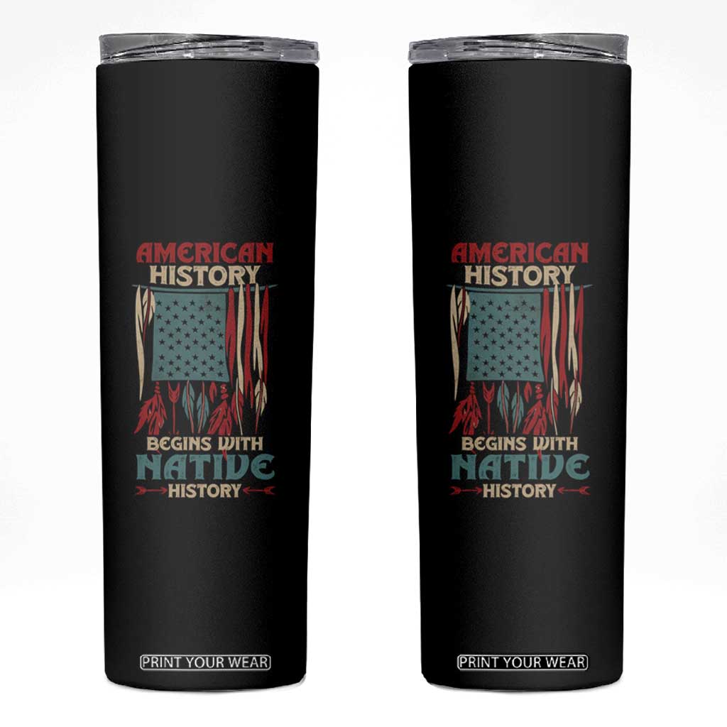 Make America Native Again America Flag Skinny Tumbler TS09 Black Print Your Wear