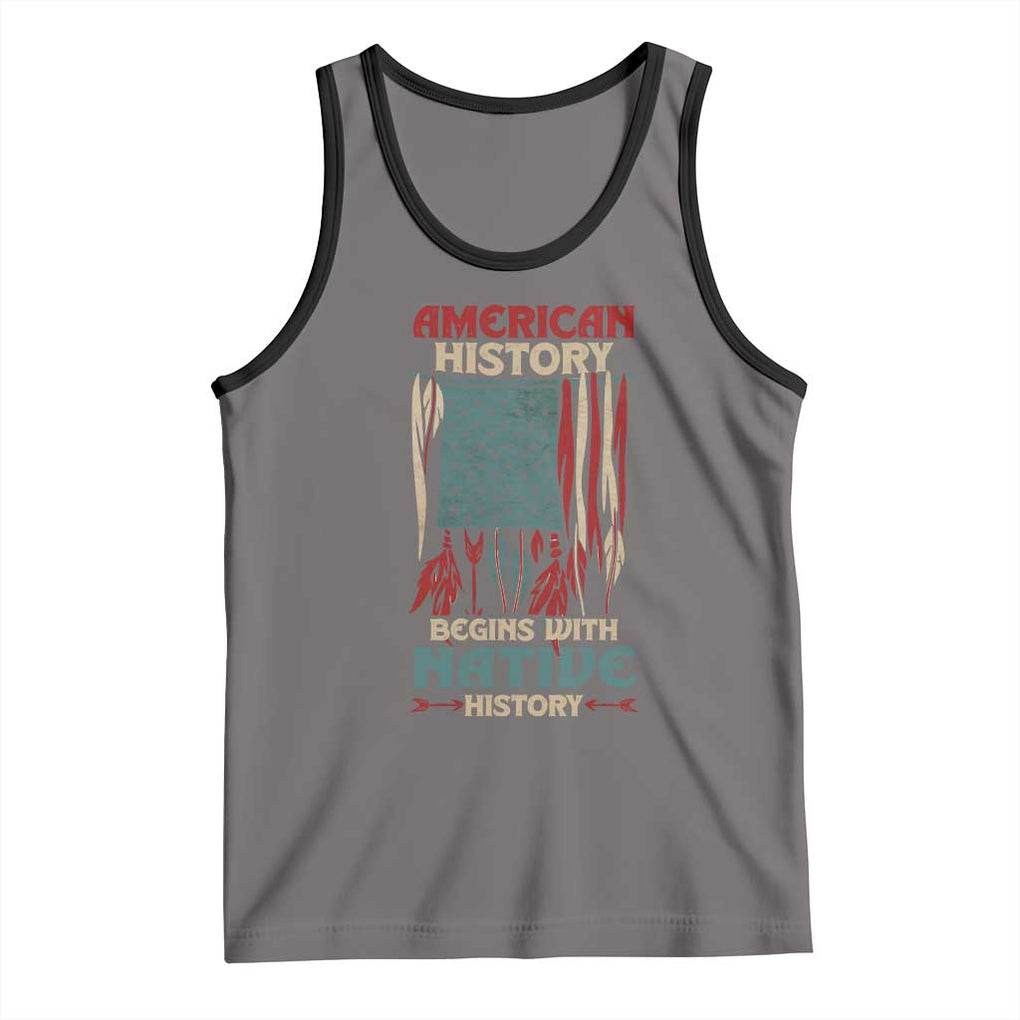 Make America Native Again America Flag Tank Top TS09 Deep Heather Black Print Your Wear