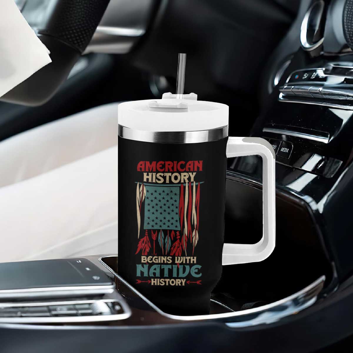 Make America Native Again America Flag Tumbler With Handle TS09 Print Your Wear