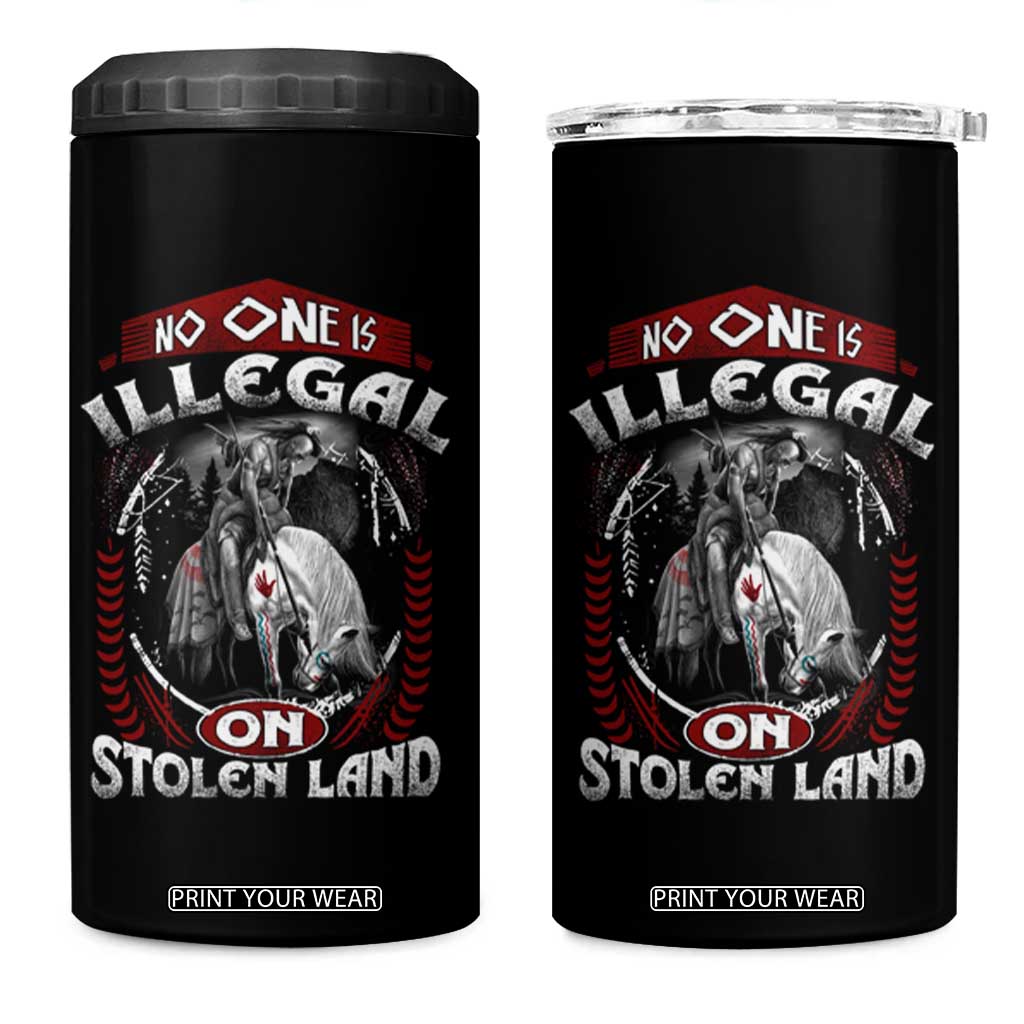 Native American 4 in 1 Can Cooler Tumbler No One Is Illegal On Stolen Land TS09 One Size: 16 oz Black Print Your Wear