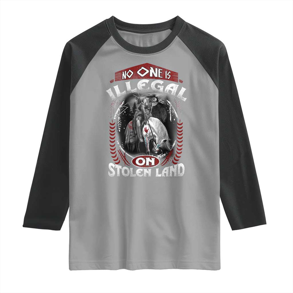 Native American Raglan Shirt No One Is Illegal On Stolen Land TS09 Sport Gray Black Print Your Wear