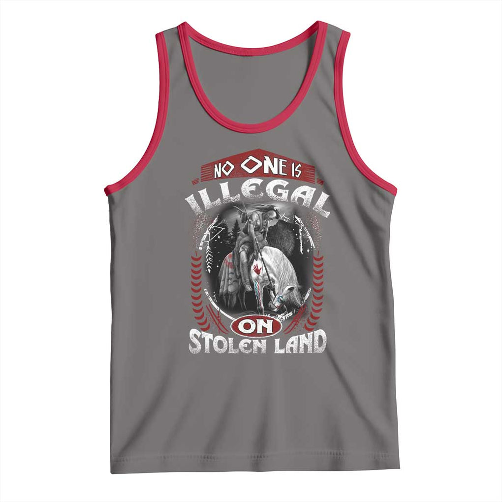 Native American Tank Top No One Is Illegal On Stolen Land TS09 Deep Heather Red Print Your Wear