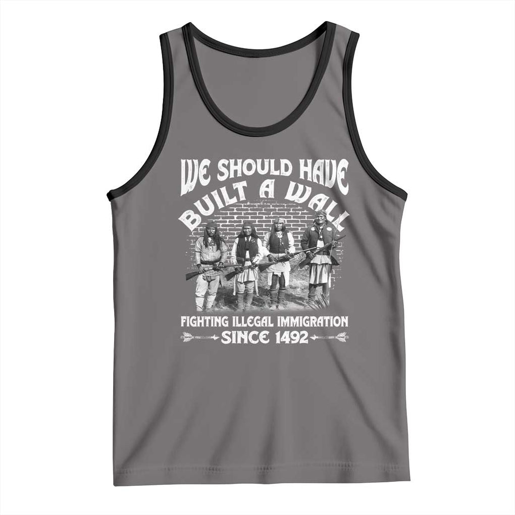 Native American Tank Top We Should Have Built A Wall TS09 Deep Heather Black Print Your Wear