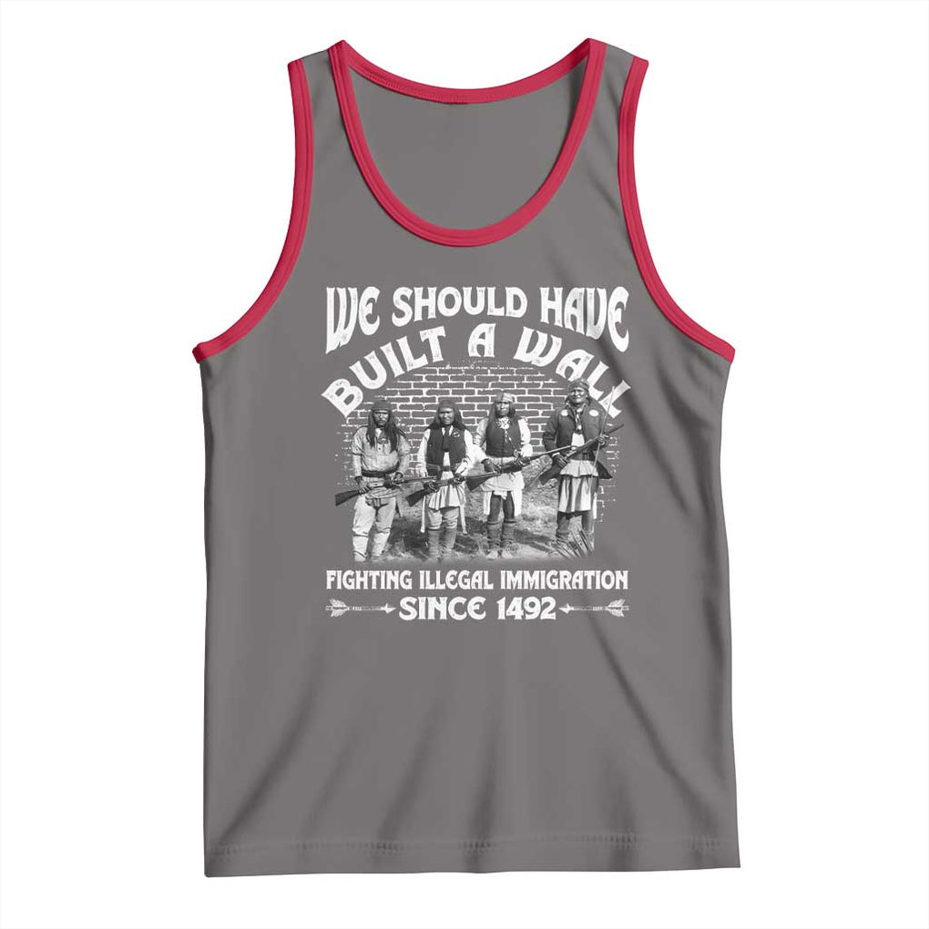 Native American Tank Top We Should Have Built A Wall TS09 Deep Heather Red Print Your Wear