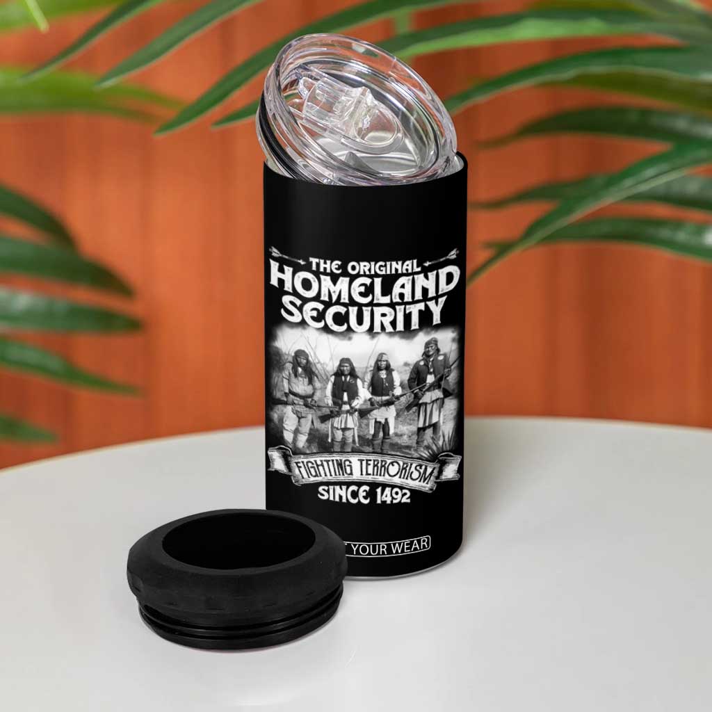Native American 4 in 1 Can Cooler Tumbler Original Homeland Security TS09 Print Your Wear