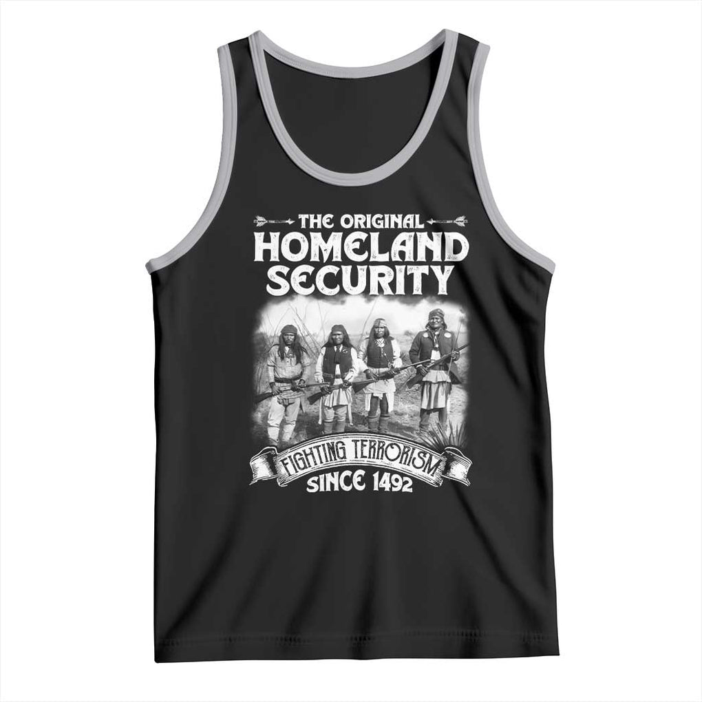 Native American Tank Top Original Homeland Security TS09 Black Athletic Heather Print Your Wear