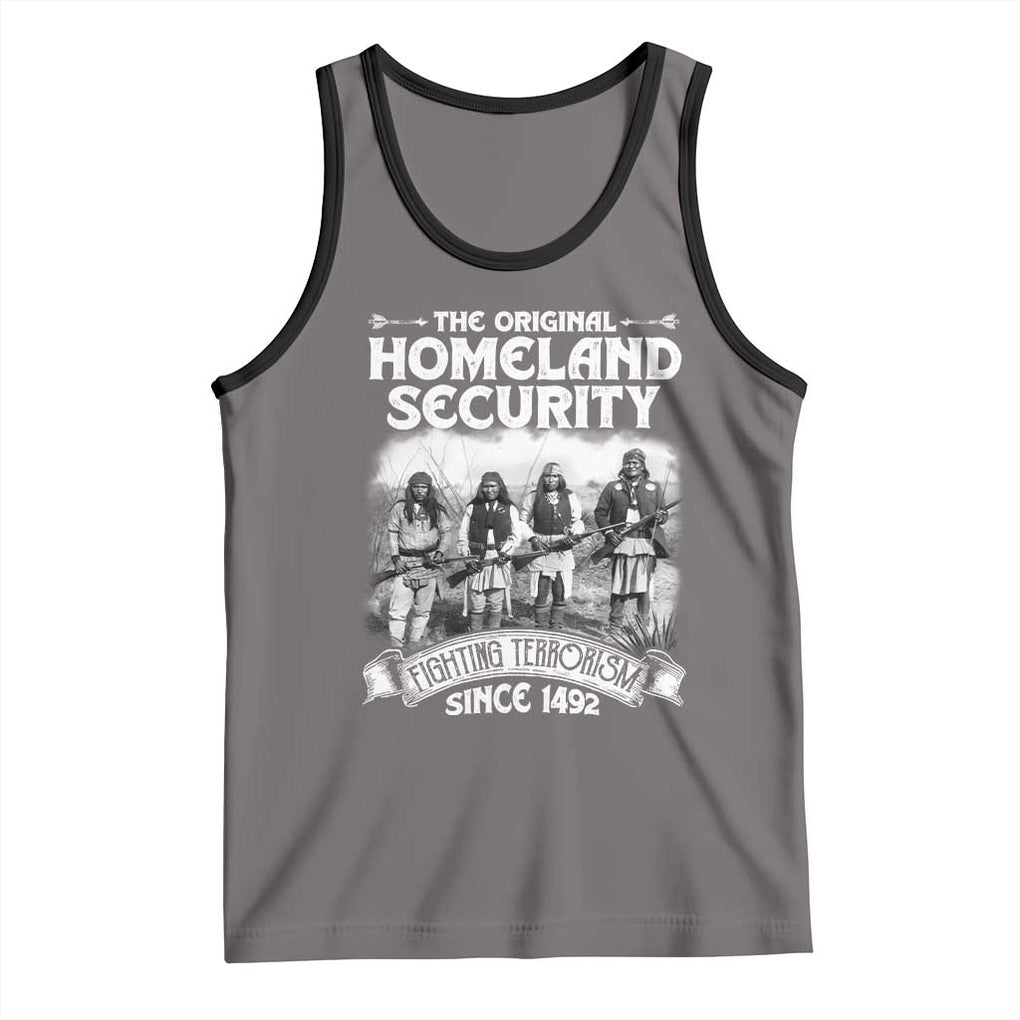 Native American Tank Top Original Homeland Security TS09 Deep Heather Black Print Your Wear