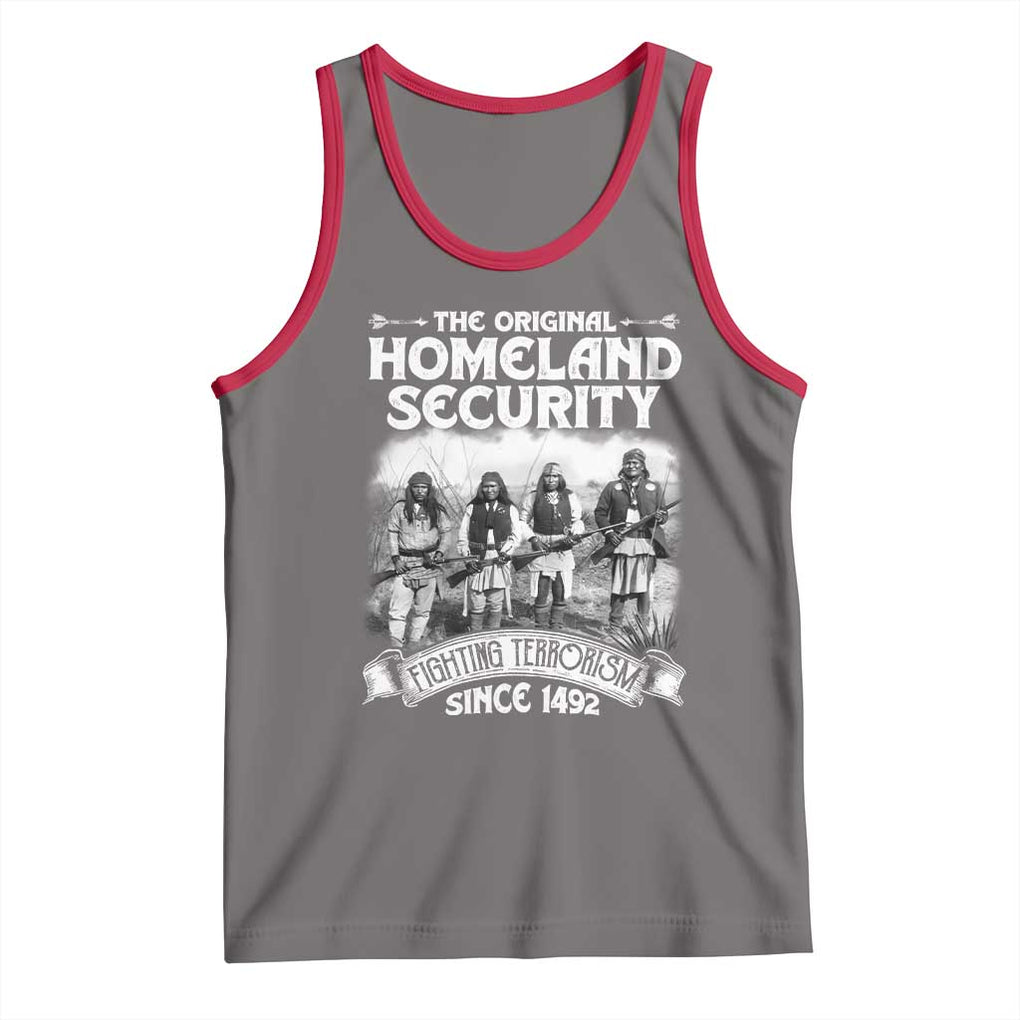 Native American Tank Top Original Homeland Security TS09 Deep Heather Red Print Your Wear