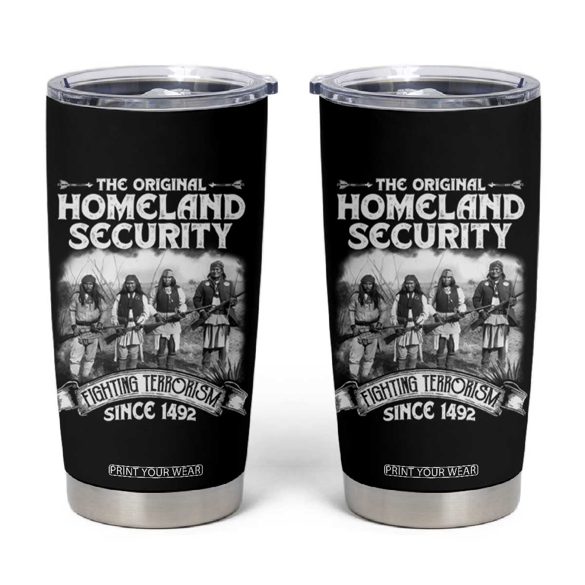 Native American Tumbler Cup Original Homeland Security TS09 Black Print Your Wear